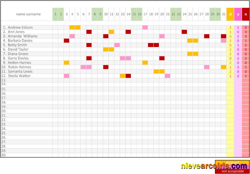 employee attendance sheet